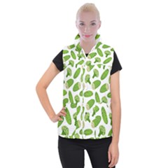 Vegetable Pattern With Composition Broccoli Women s Button Up Vest by Grandong