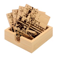 The City Style Bus Fantasy Architecture Art Bamboo Coaster Set by Grandong