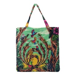 Monkey Tiger Bird Parrot Forest Jungle Style Grocery Tote Bag by Grandong