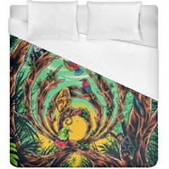 Monkey Tiger Bird Parrot Forest Jungle Style Duvet Cover (king Size) by Grandong