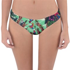 Monkey Tiger Bird Parrot Forest Jungle Style Reversible Hipster Bikini Bottoms by Grandong