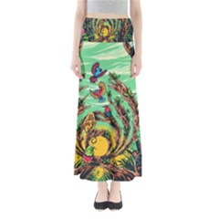 Monkey Tiger Bird Parrot Forest Jungle Style Full Length Maxi Skirt by Grandong