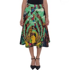 Monkey Tiger Bird Parrot Forest Jungle Style Perfect Length Midi Skirt by Grandong