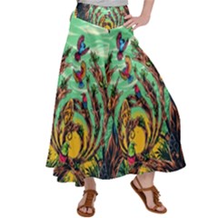 Monkey Tiger Bird Parrot Forest Jungle Style Women s Satin Palazzo Pants by Grandong