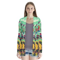 Monkey Tiger Bird Parrot Forest Jungle Style Drape Collar Cardigan by Grandong