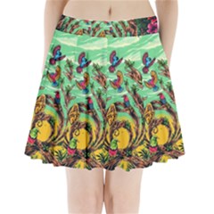 Monkey Tiger Bird Parrot Forest Jungle Style Pleated Mini Skirt by Grandong