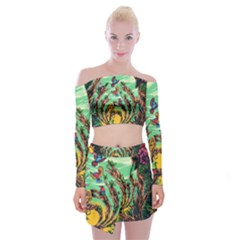 Monkey Tiger Bird Parrot Forest Jungle Style Off Shoulder Top With Mini Skirt Set by Grandong