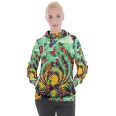 Monkey Tiger Bird Parrot Forest Jungle Style Women s Hooded Pullover by Grandong