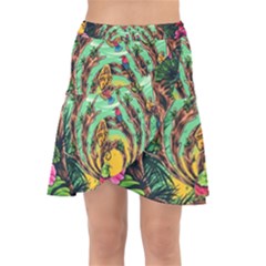 Monkey Tiger Bird Parrot Forest Jungle Style Wrap Front Skirt by Grandong