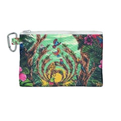 Monkey Tiger Bird Parrot Forest Jungle Style Canvas Cosmetic Bag (medium) by Grandong