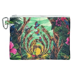 Monkey Tiger Bird Parrot Forest Jungle Style Canvas Cosmetic Bag (xl) by Grandong