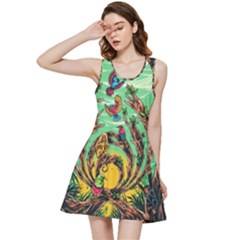 Monkey Tiger Bird Parrot Forest Jungle Style Inside Out Racerback Dress by Grandong