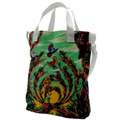 Monkey Tiger Bird Parrot Forest Jungle Style Canvas Messenger Bag by Grandong