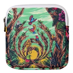 Monkey Tiger Bird Parrot Forest Jungle Style Mini Square Pouch by Grandong