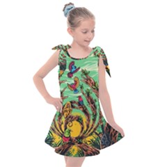 Monkey Tiger Bird Parrot Forest Jungle Style Kids  Tie Up Tunic Dress by Grandong