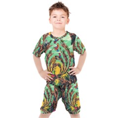 Monkey Tiger Bird Parrot Forest Jungle Style Kids  Tee And Shorts Set by Grandong