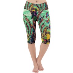 Monkey Tiger Bird Parrot Forest Jungle Style Lightweight Velour Cropped Yoga Leggings by Grandong