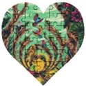 Monkey Tiger Bird Parrot Forest Jungle Style Wooden Puzzle Heart View1
