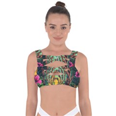 Monkey Tiger Bird Parrot Forest Jungle Style Bandaged Up Bikini Top by Grandong