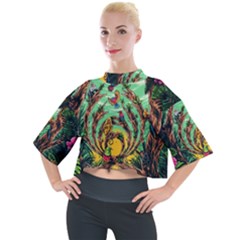 Monkey Tiger Bird Parrot Forest Jungle Style Mock Neck Tee by Grandong