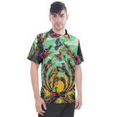 Monkey Tiger Bird Parrot Forest Jungle Style Men s Polo Tee by Grandong