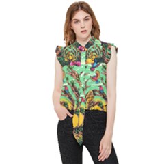 Monkey Tiger Bird Parrot Forest Jungle Style Frill Detail Shirt by Grandong