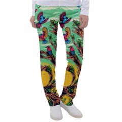 Monkey Tiger Bird Parrot Forest Jungle Style Women s Casual Pants by Grandong