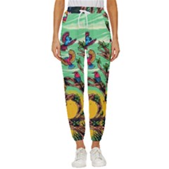 Monkey Tiger Bird Parrot Forest Jungle Style Women s Cropped Drawstring Pants by Grandong
