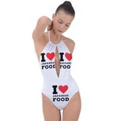 I Love Japanese Food Plunge Cut Halter Swimsuit by ilovewhateva