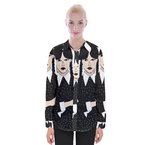 Wednesday Addams Womens Long Sleeve Shirt by Fundigitalart234