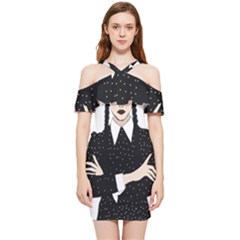 Wednesday Addams Shoulder Frill Bodycon Summer Dress by Fundigitalart234