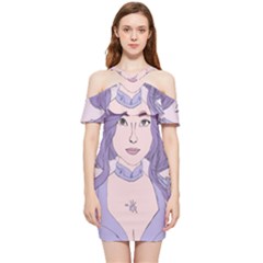 Futuristic Woman Shoulder Frill Bodycon Summer Dress by Fundigitalart234