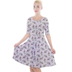 Warm Blossom Harmony Floral Pattern Quarter Sleeve A-line Dress by dflcprintsclothing