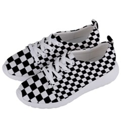 Black White Checker Pattern Checkerboard Women s Lightweight Sports Shoes by Cowasu