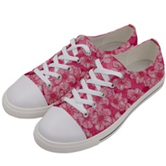 Cute Pink Sakura Flower Pattern Men s Low Top Canvas Sneakers by Cowasu