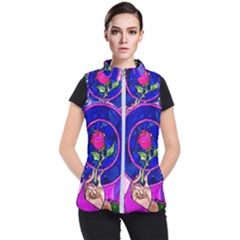 Stained Glass Rose Women s Puffer Vest by Cowasu
