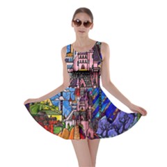 Beauty Stained Glass Castle Building Skater Dress by Cowasu