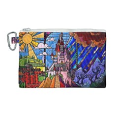 Beauty Stained Glass Castle Building Canvas Cosmetic Bag (large) by Cowasu