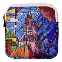 Beauty Stained Glass Castle Building Mini Square Pouch by Cowasu
