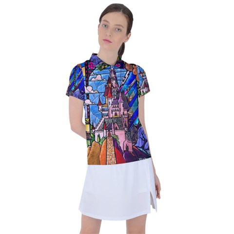 Beauty Stained Glass Castle Building Women s Polo Tee by Cowasu