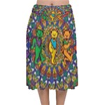 Grateful Dead Pattern Velvet Flared Midi Skirt