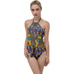 Grateful Dead Pattern Go with the Flow One Piece Swimsuit
