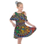 Grateful Dead Pattern Kids  Shoulder Cutout Chiffon Dress