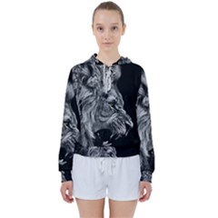 Angry Lion Black And White Women s Tie Up Sweat by Cowasu