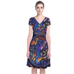 The Game Monster Stained Glass Short Sleeve Front Wrap Dress