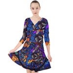 The Game Monster Stained Glass Quarter Sleeve Front Wrap Dress