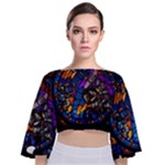 The Game Monster Stained Glass Tie Back Butterfly Sleeve Chiffon Top