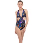 The Game Monster Stained Glass Halter Front Plunge Swimsuit