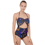 The Game Monster Stained Glass Scallop Top Cut Out Swimsuit