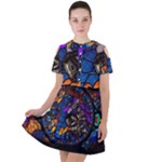 The Game Monster Stained Glass Short Sleeve Shoulder Cut Out Dress 